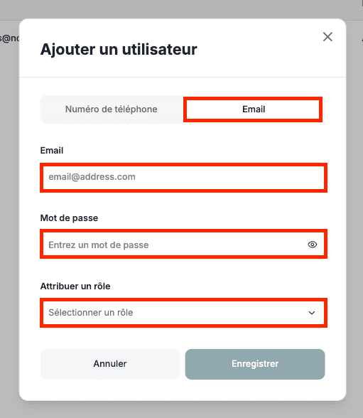 Ajouter par e-mail