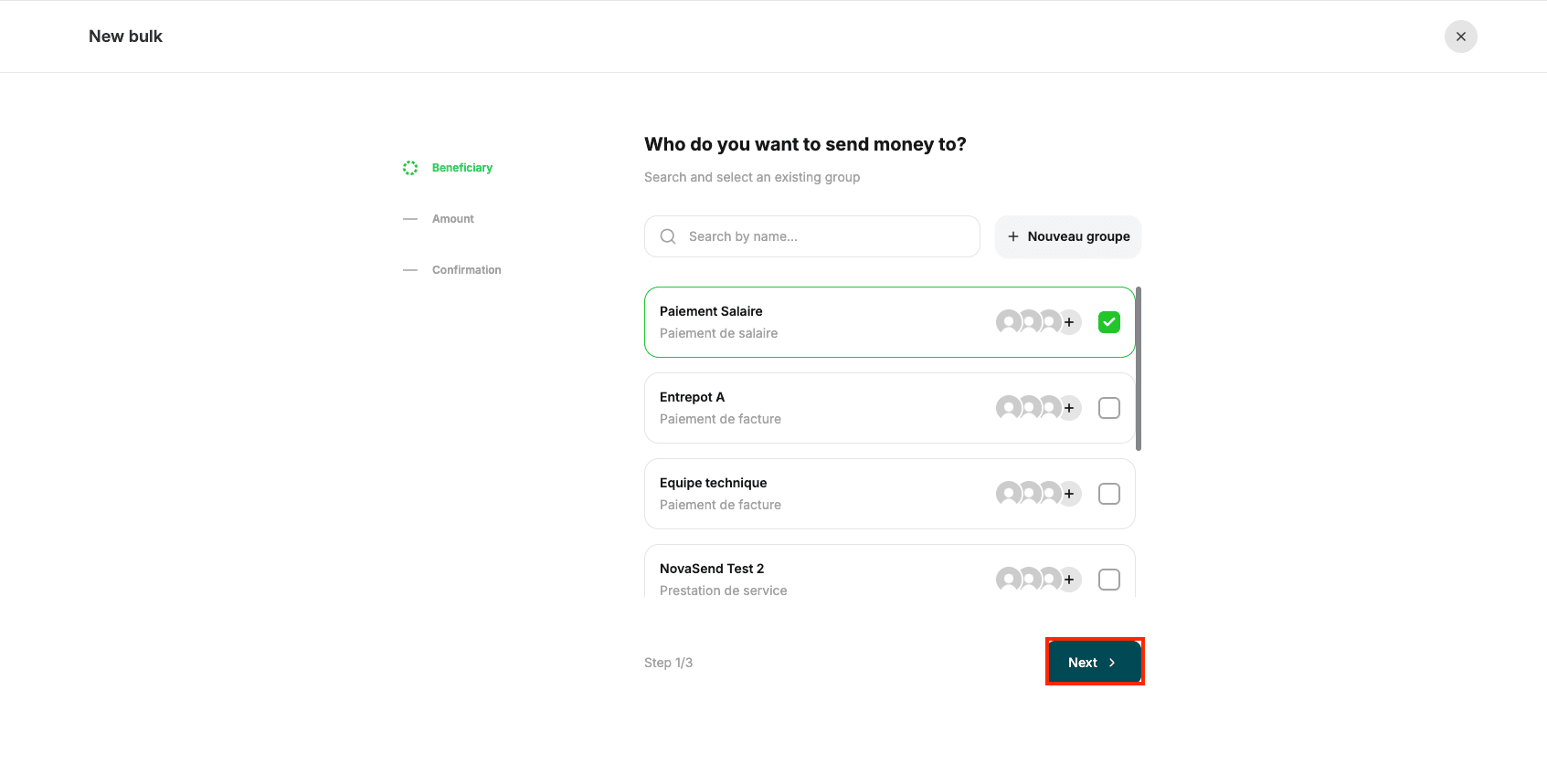 Image: Select group and click Next