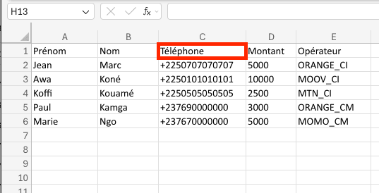 Image : Saisie du numéro du bénéficiaire