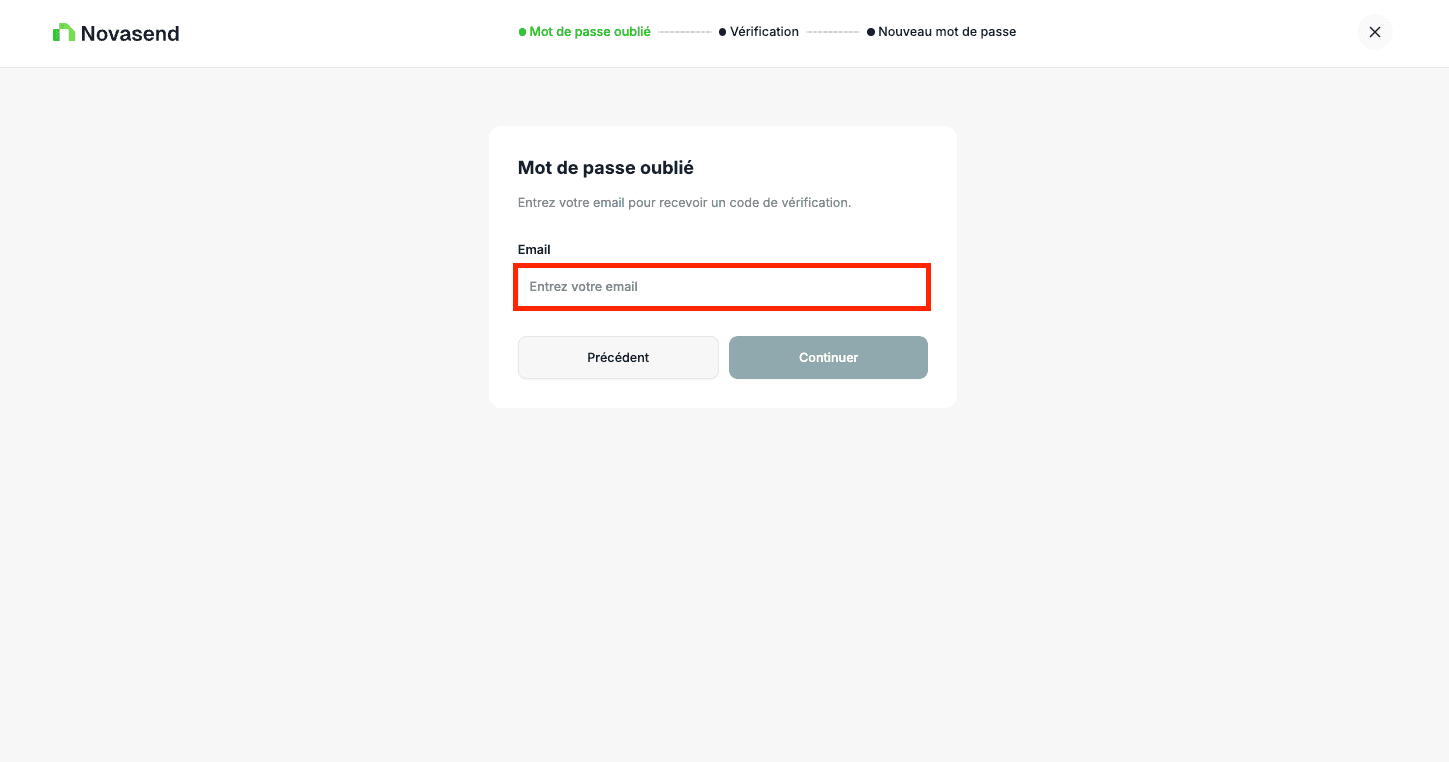 Saisir l'e-mail