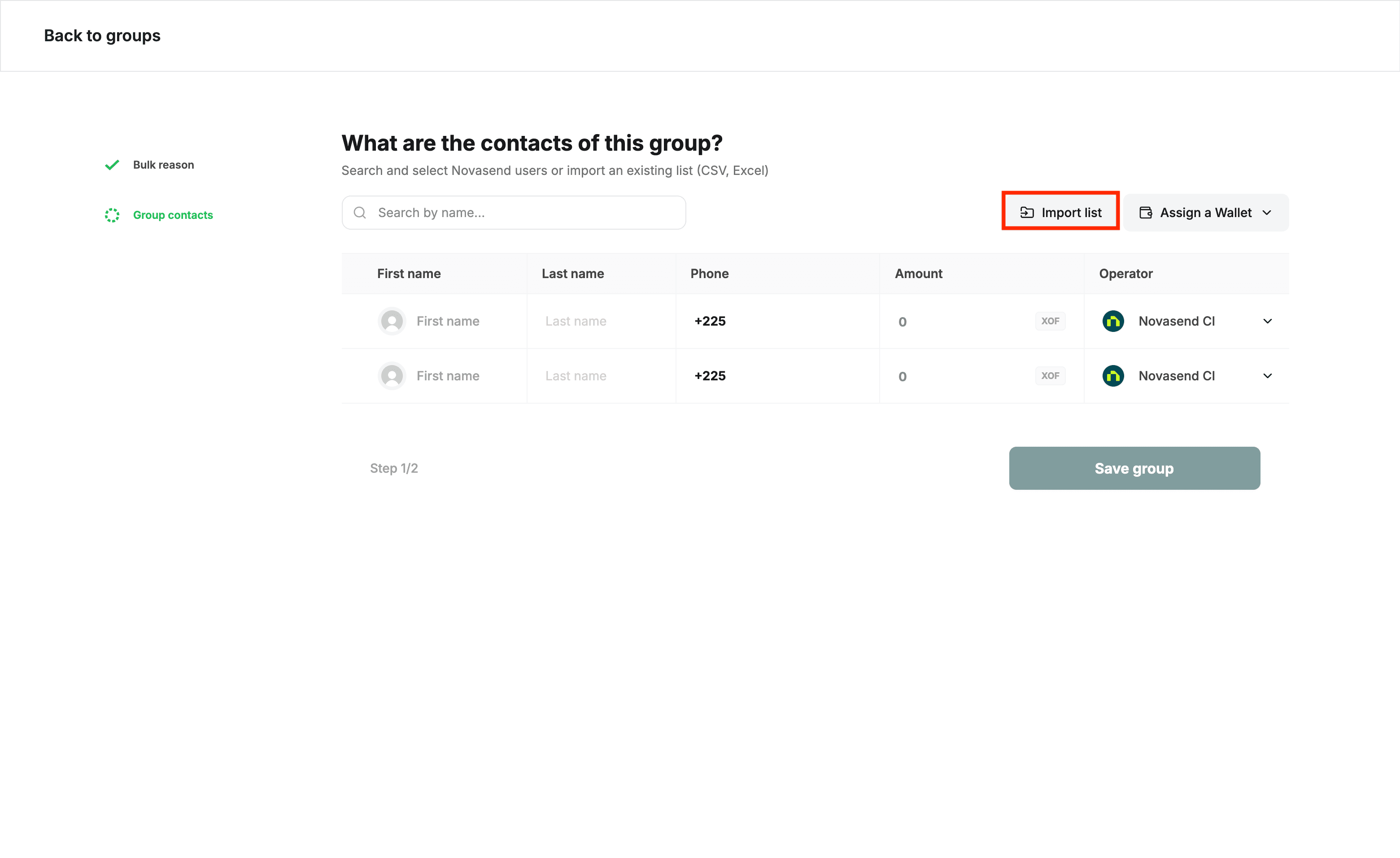 Image: Click on the Import a list button