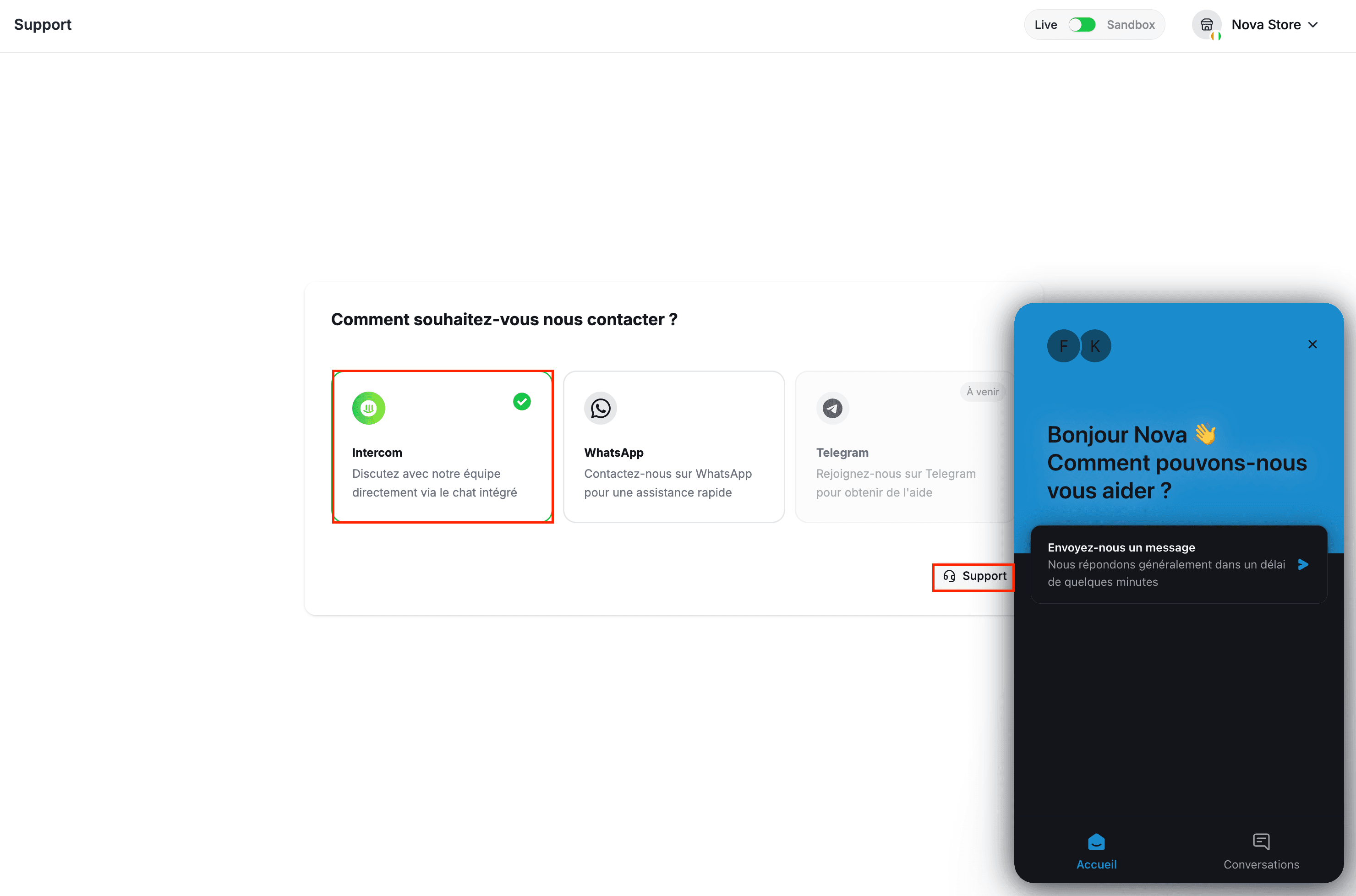 Support Intercom Chat