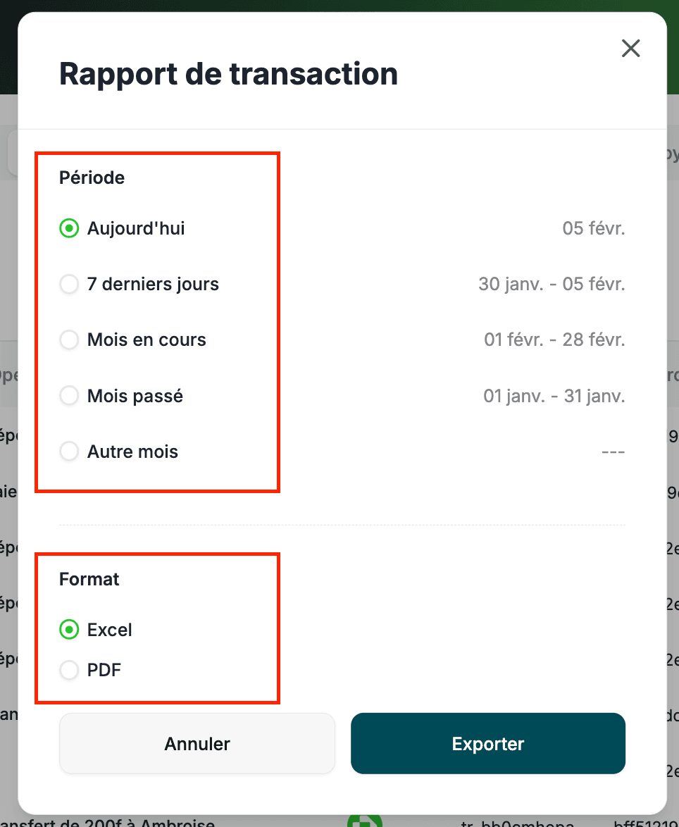 Modal de rapport