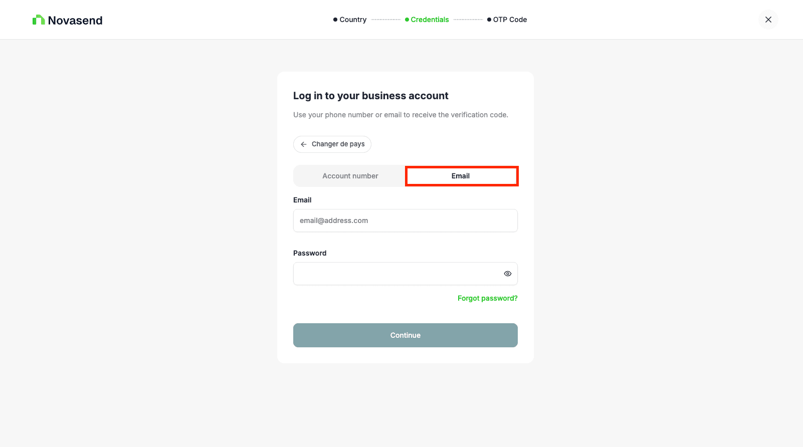 Login with Email
