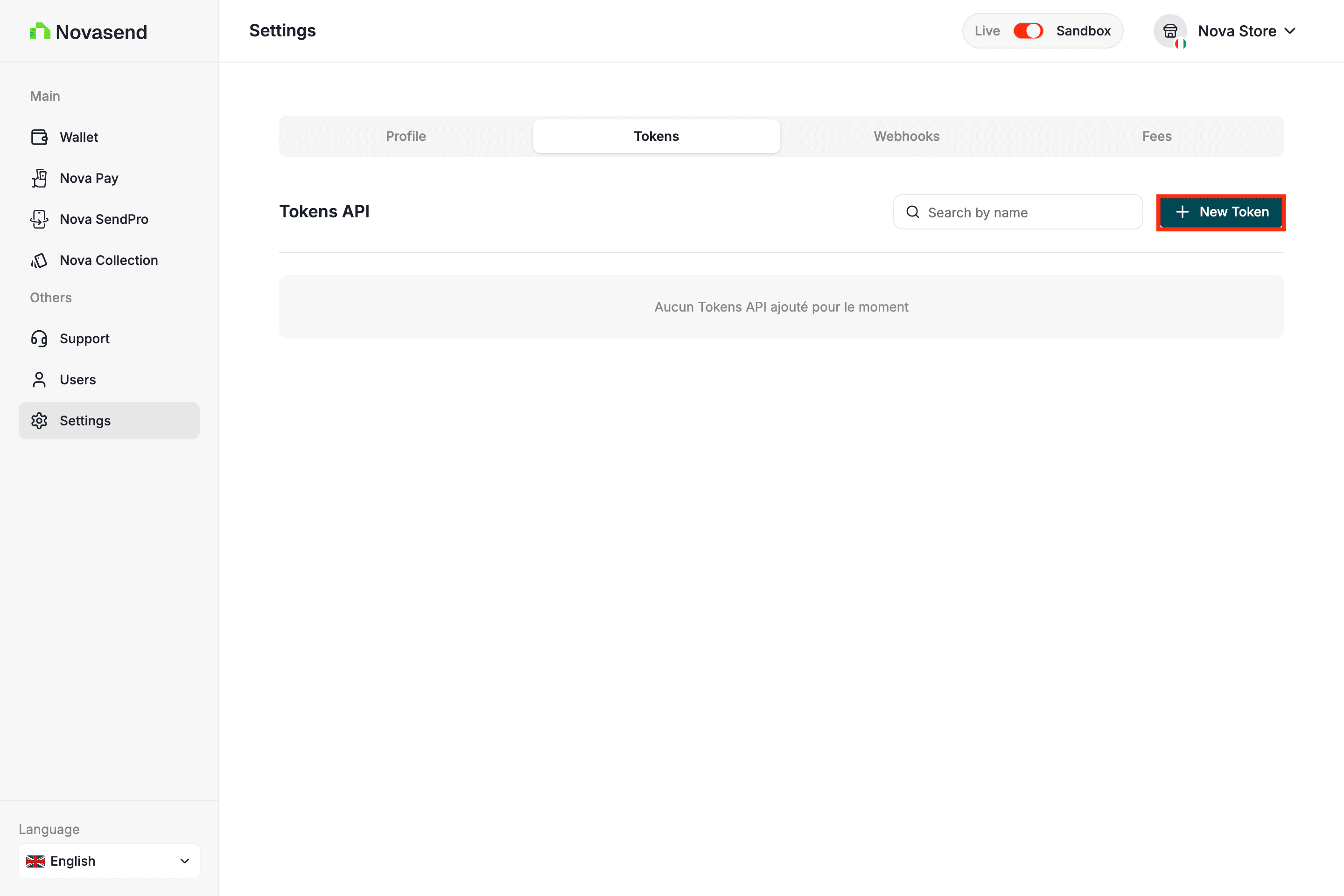 New Token Button