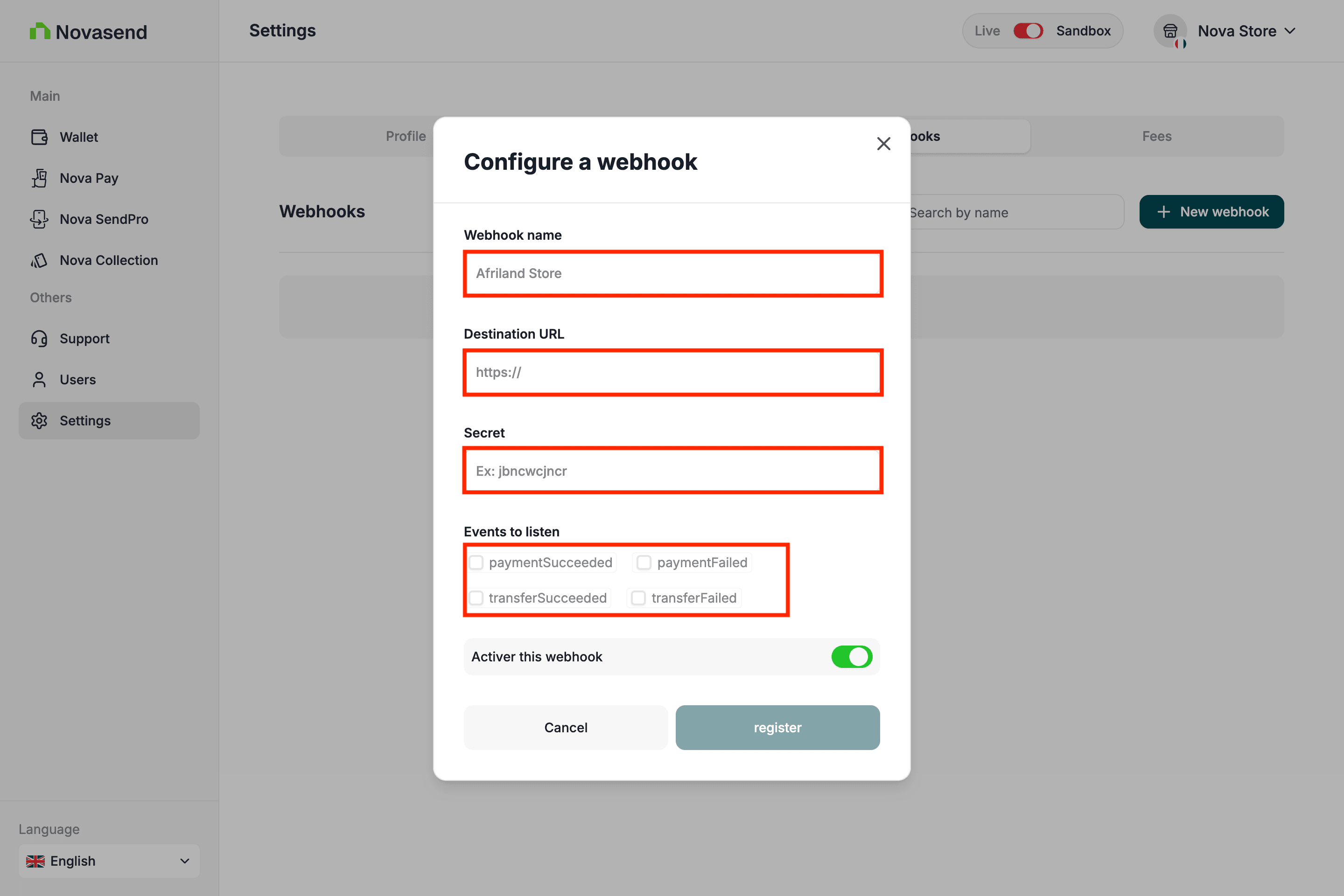Register Webhook